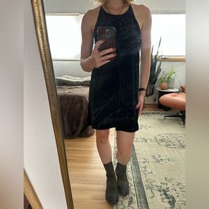 Love…ady Black Velvet Spaghetti Strap Mini Dress